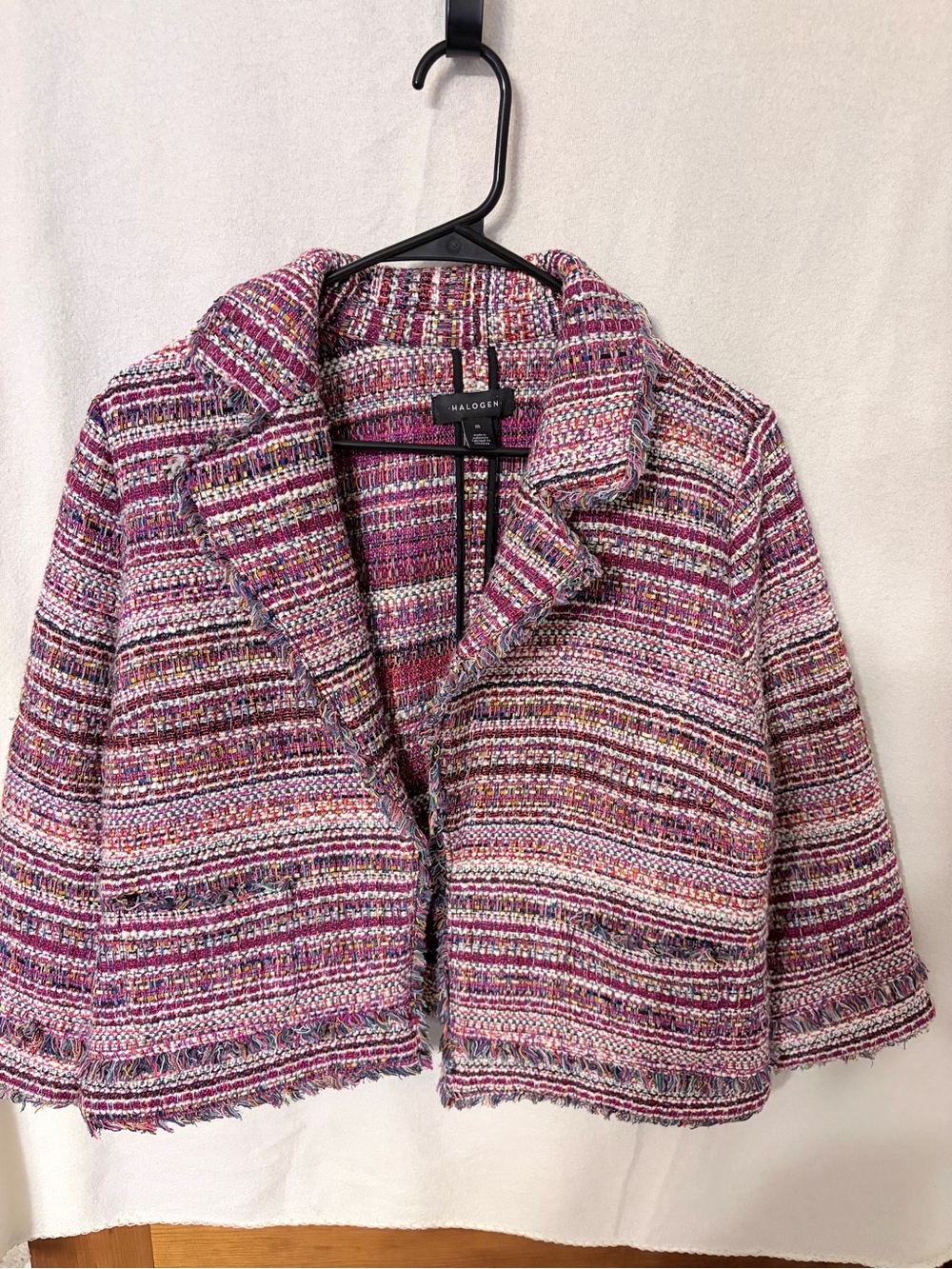 Halogen Pink Multicolor Tweed Cropped Blazer